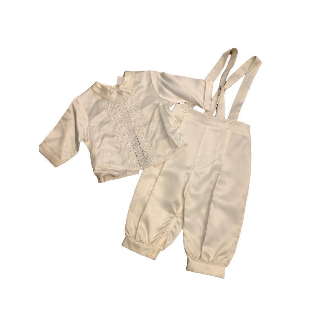 Vintage boys white outfit Christening baptism community 24 months